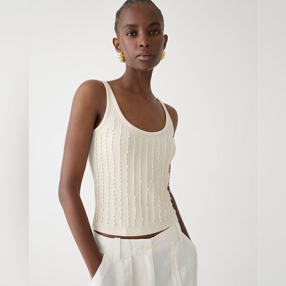 NWT J. Crew Embellished vintage rib tank top - Picture 6 of 11
